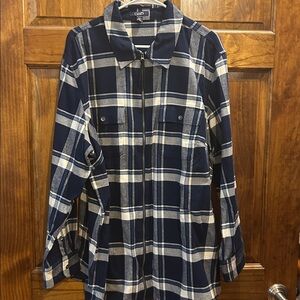 Chaps 
Blue and White Plaid
Shirt jacket w/zipper
LIKE NEW